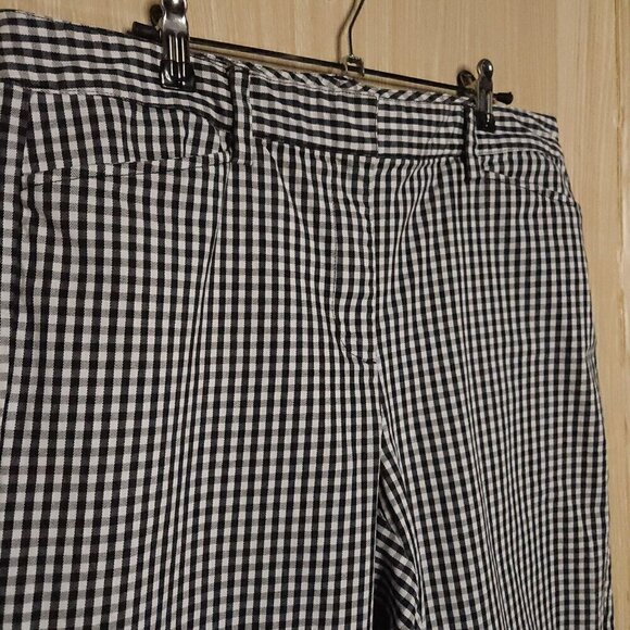 Lands' End Slim Leg Mid Rise Black White Check Ankle Pants 12 - Picture 5 of 8